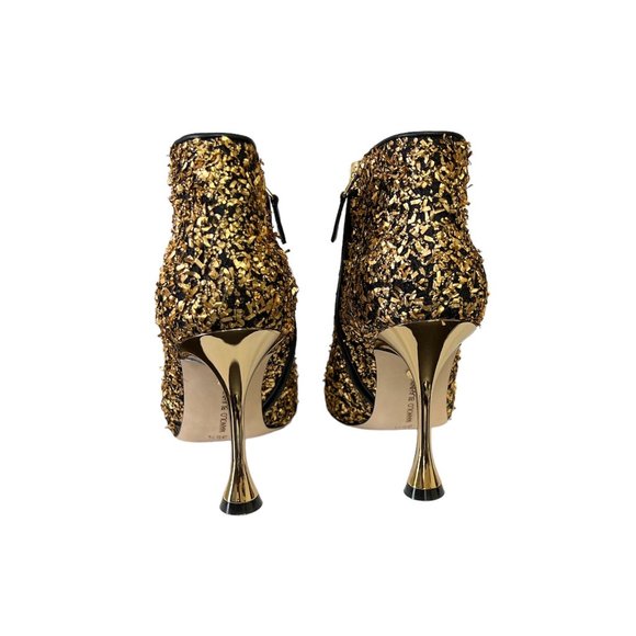 NEW Manolo Blahnik Size 35.5 EU Pluta Golden Speck Metallic-Stiletto Booties - Picture 9 of 16